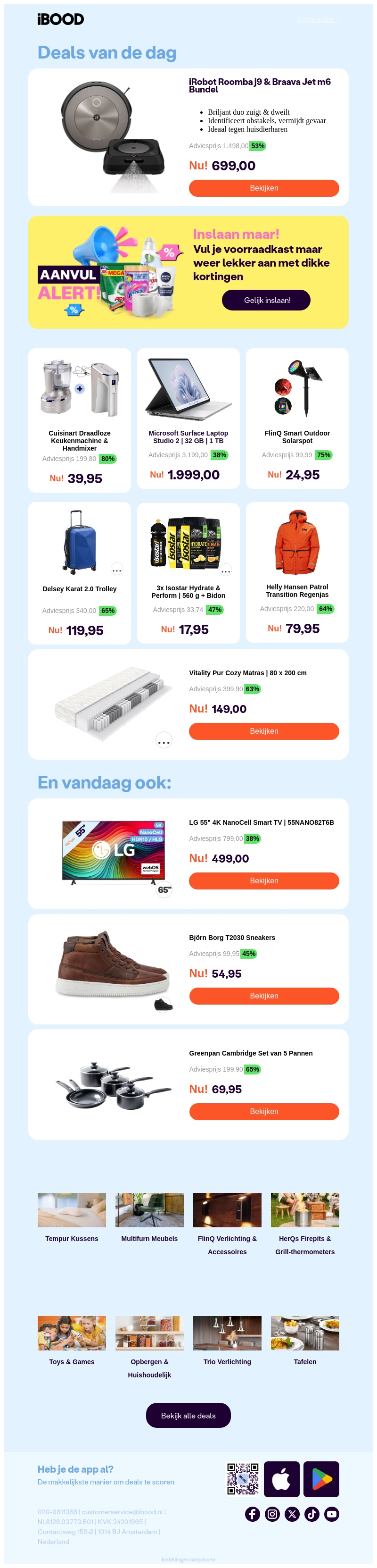 NU: iRobot Roomba j9 & Braava Jet m6 Bundel | Delsey Karat 2.0 Trolley | 3x Isostar Hydrate & Perform | 560 g + Bidon | NU: iRobot Roomba j9 & Braava Jet m6 Bundel | Delsey Karat 2.0 Trolley | 3x Isostar Hydrate & Perform | 560 g + Bidon |