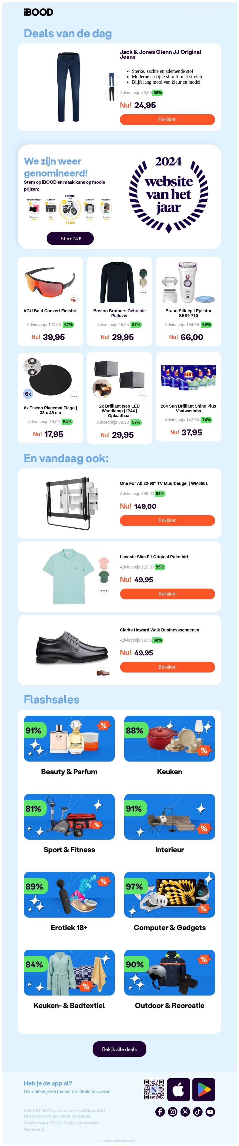 NU: Jack & Jones Glenn JJ Original Jeans | 6x Tiseco Placemat Tiago | 33 x 45 cm | 2x Brilliant Iseo LED Wandlamp | IP44 | Oplaadbaar | NU: Jack & Jones Glenn JJ Original Jeans | 6x Tiseco Placemat Tiago | 33 x 45 cm | 2x Brilliant Iseo LED Wandlamp | IP44 | Oplaadbaar |