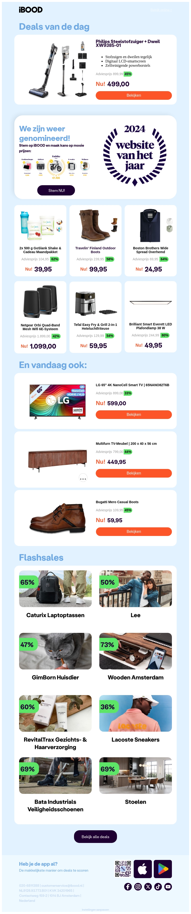 NU: Philips Steelstofzuiger + Dweil XW9385-01 | Netgear Orbi Quad-Band Mesh Wifi 6E-Systeem | Tefal Easy Fry & Grill 2-in-1 Heteluchtfriteuse | NU: Philips Steelstofzuiger + Dweil XW9385-01 | Netgear Orbi Quad-Band Mesh Wifi 6E-Systeem | Tefal Easy Fry & Grill 2-in-1 Heteluchtfriteuse |