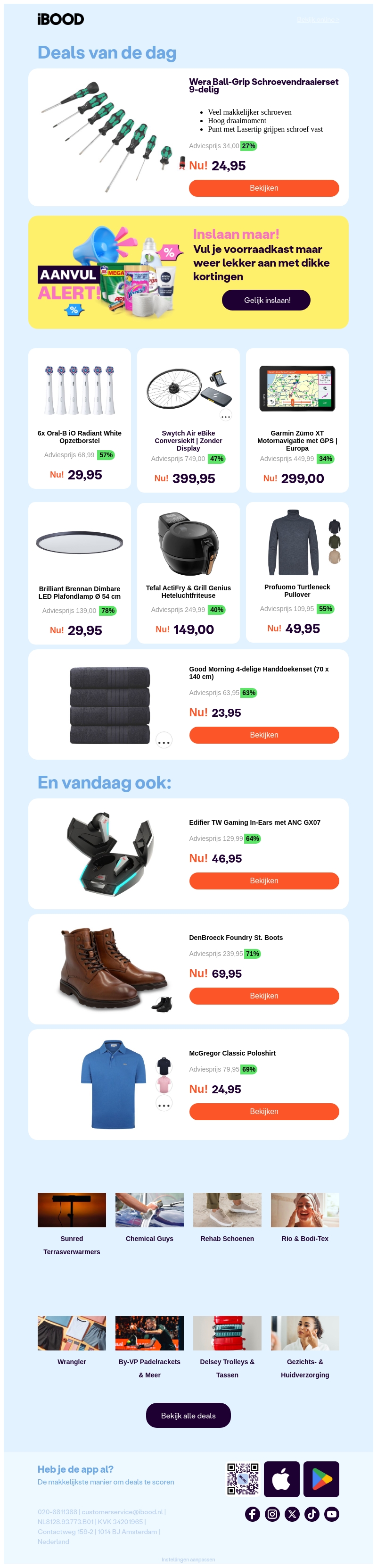 NU: Wera Ball-Grip Schroevendraaierset 9-delig | Brilliant Brennan Dimbare LED Plafondlamp Ø 54 cm | Tefal ActiFry & Grill Genius Heteluchtfriteuse | NU: Wera Ball-Grip Schroevendraaierset 9-delig | Brilliant Brennan Dimbare LED Plafondlamp Ø 54 cm | Tefal ActiFry & Grill Genius Heteluchtfriteuse |