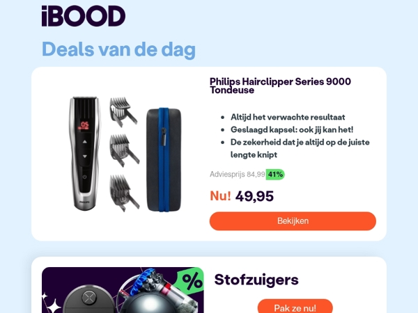 Nu: Philips Hairclipper Series 9000 Tondeuse voor slechts 49,95 !