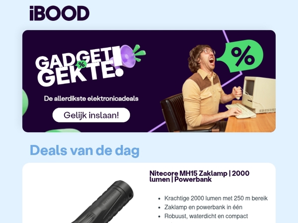 Nu: Nitecore MH15 Zaklamp | 2000 lumen | Powerbank voor slechts 29,95 !