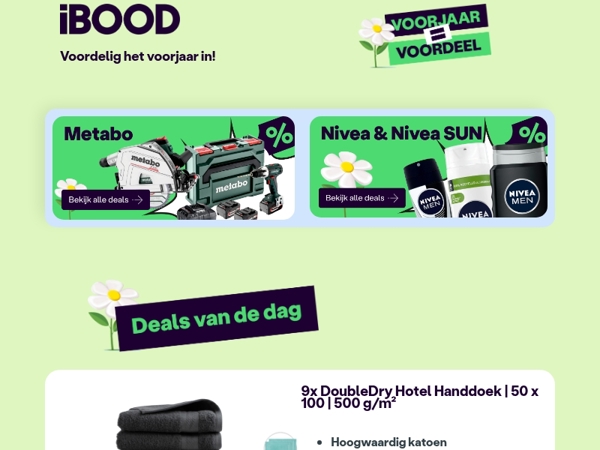 Nu: 9x DoubleDry Hotel Handdoek | 50 x 100 | 500 g/m² voor slechts 19,95 !