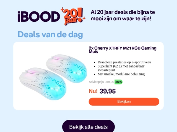 Nu: 2x Cherry XTRFY MZ1 RGB Gaming Muis voor slechts 39,95 !