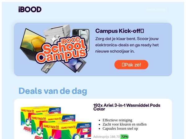 Nu: 192x Ariel 3-in-1 Wasmiddel Pods Color voor slechts 46,95 !