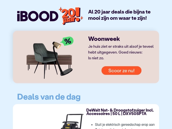 Nu: DeWalt Nat- & Droogstofzuiger Incl. Accessoires | 50 L | DXV50SPTA  voor slechts 149,95 !