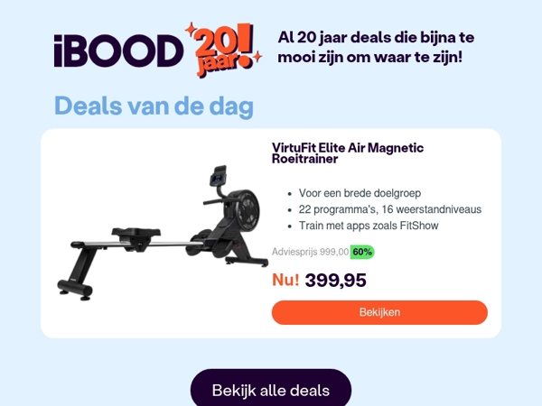 Nu: VirtuFit Elite Air Magnetic Roeitrainer voor slechts 399,95 !