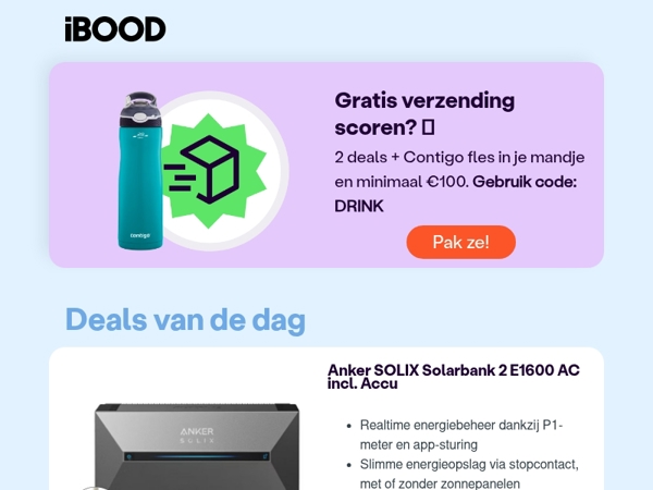 Nu: Anker SOLIX Solarbank 2 E1600 AC incl. Accu voor slechts 899,00 !