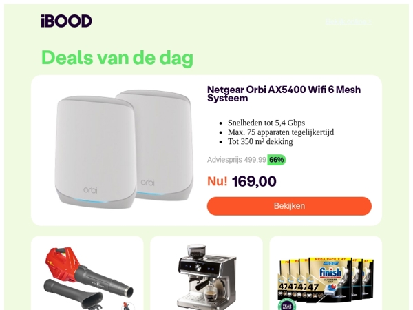 Vandaag: Netgear Orbi AX5400 Wifi 6 Mesh Systeem voor 169,00