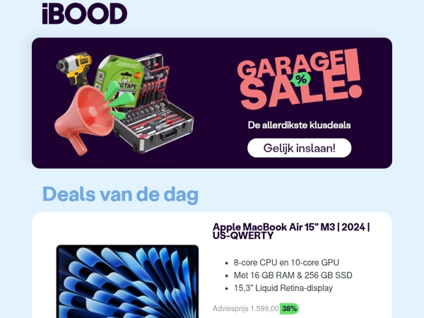 Nu: Apple MacBook Air 15" M3 | 2024 | US-QWERTY voor 999,00