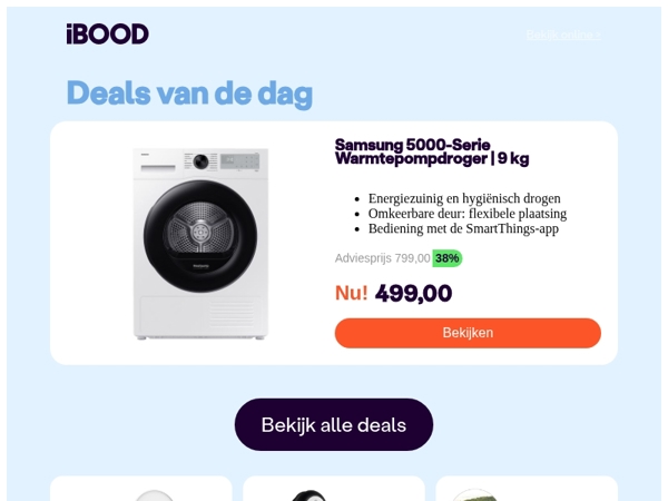 Nu: Samsung 5000-Serie Warmtepompdroger | 9 kg voor slechts 499,00 !