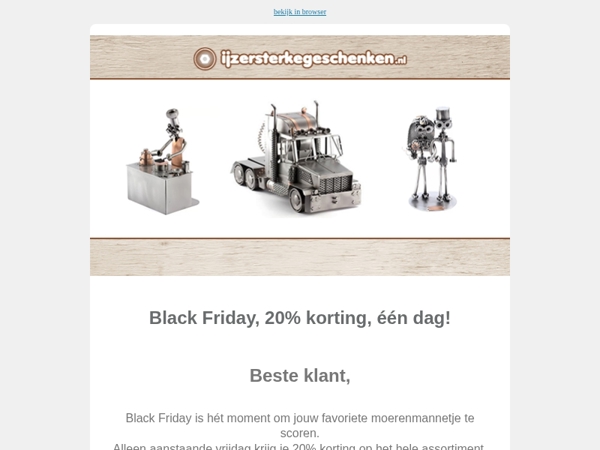 Black Friday, 20% korting, één dag!