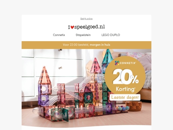 Laatste dagen om te profiteren van 20% korting op Connetix! 🎉