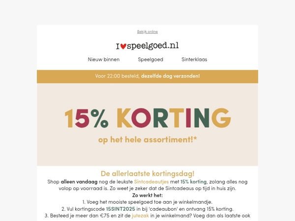 Laatste kans op 15% SINTKORTING! ✨