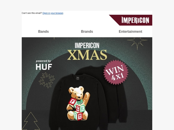 🎁 Win een van de vier HUF kersttruien!
