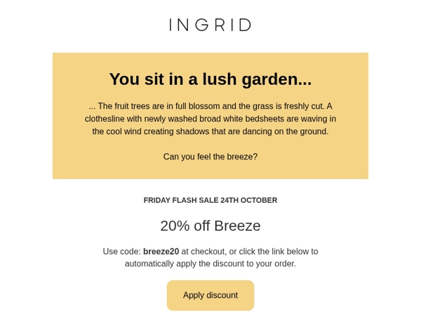 Yay! Friday FLASH SALE: Our top seller Breeze!