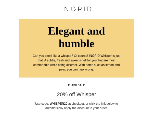 Today's FLASH SALE scent: Whisper