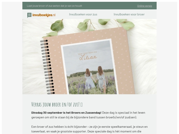 🧡 Vier Broer- en Zusdag met onze persoonlijke invulboeken!