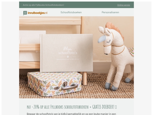 20% korting op Fyllbooks Schoolfotoboeken + gratis doeboek 📸 🎈