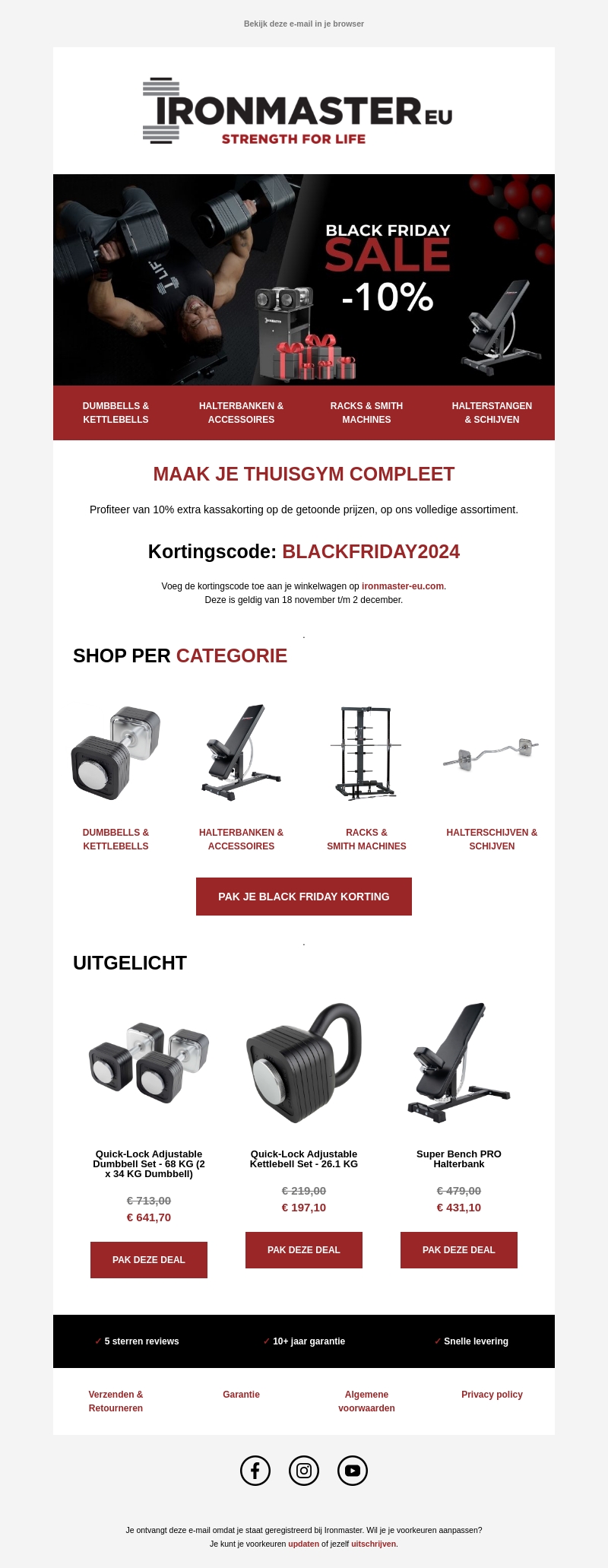Black Friday: Maak je thuisgym compleet met 10% korting π₯ Black Friday: Maak je thuisgym compleet met 10% korting π₯
