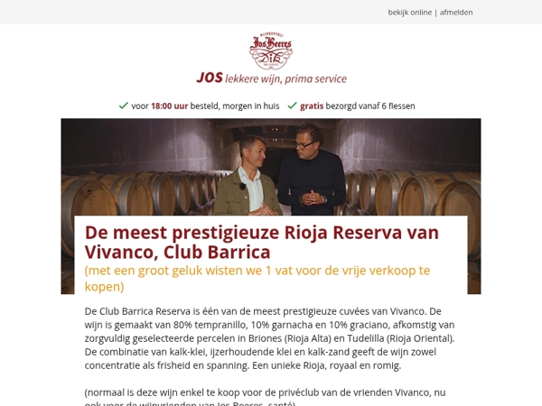 De meest prestigieuze Rioja Reserva van Vivanco, Club Barrica