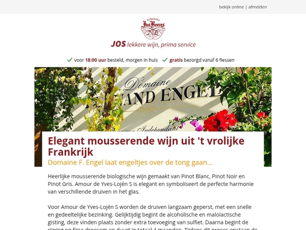 Elegant mousserende wijn uit 't vrolijke Frankrijk