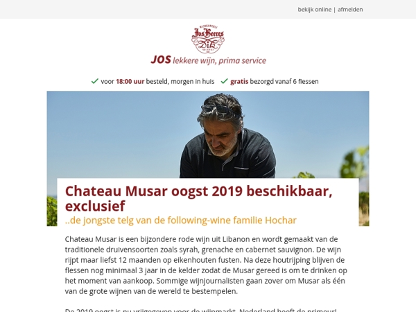Chateau Musar oogst 2019 beschikbaar, exclusief