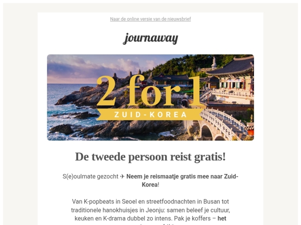 2 for 1 Zuid-Korea: je reismaatje mag gratis mee! 🤩