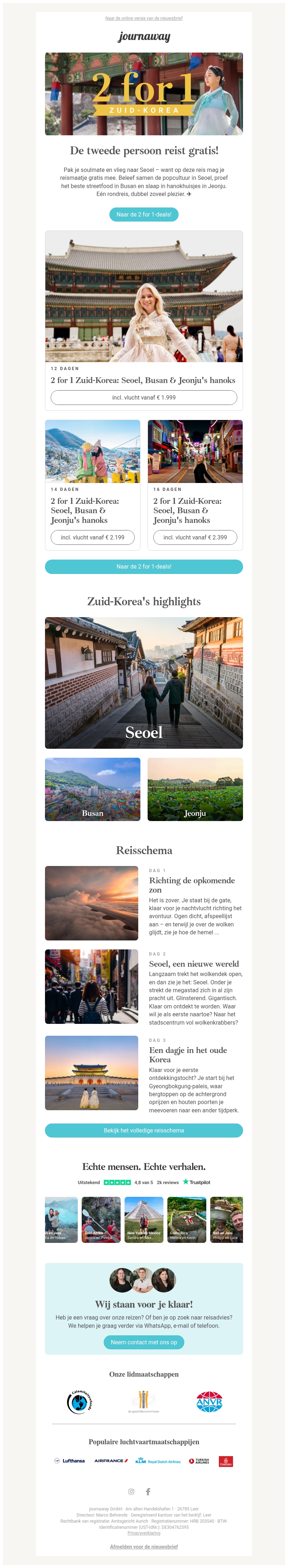 2 for 1 Zuid-Korea: je reismaatje mag gratis mee 2 for 1 Zuid-Korea: je reismaatje mag gratis mee