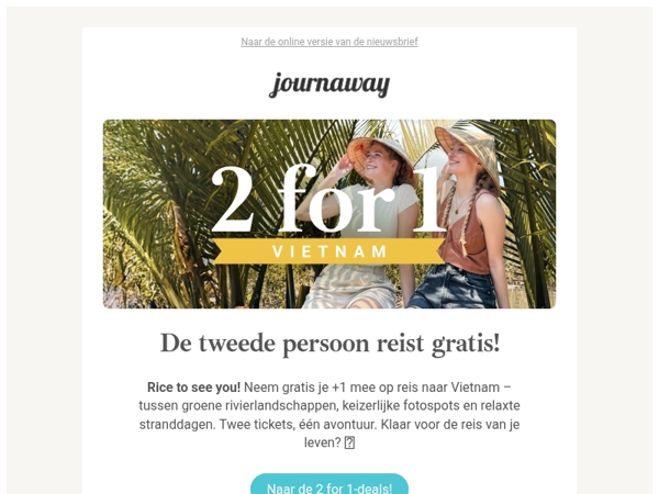2 for 1 Vietnam: je reismaatje mag gratis mee!