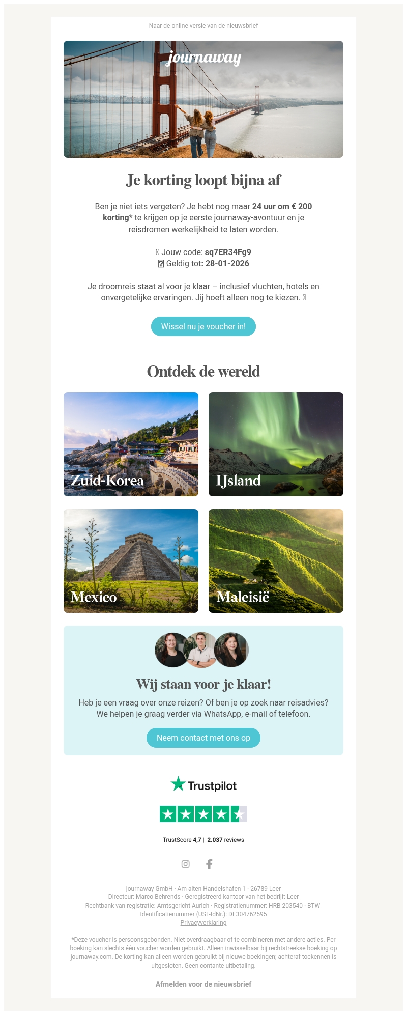 Over 24 uur loopt je € 200 korting af ⏰ Over 24 uur loopt je € 200 korting af ⏰