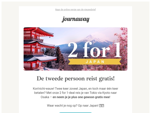 Dubbel zoveel Japan: 2 for 1 vanaf €  1.999!