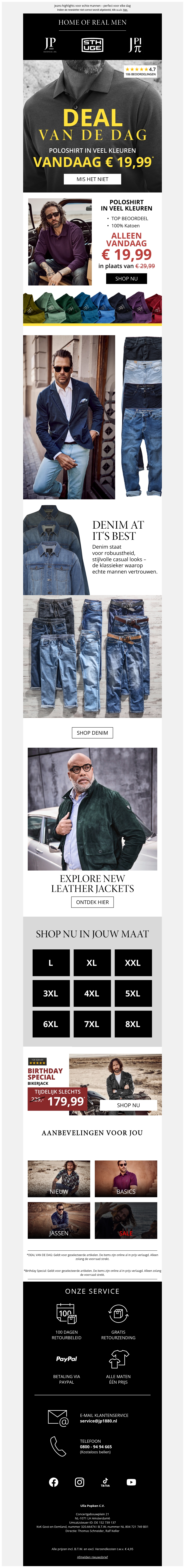 Deal van de dag! Poloshirt vandaag € 19,99 Deal van de dag! Poloshirt vandaag € 19,99