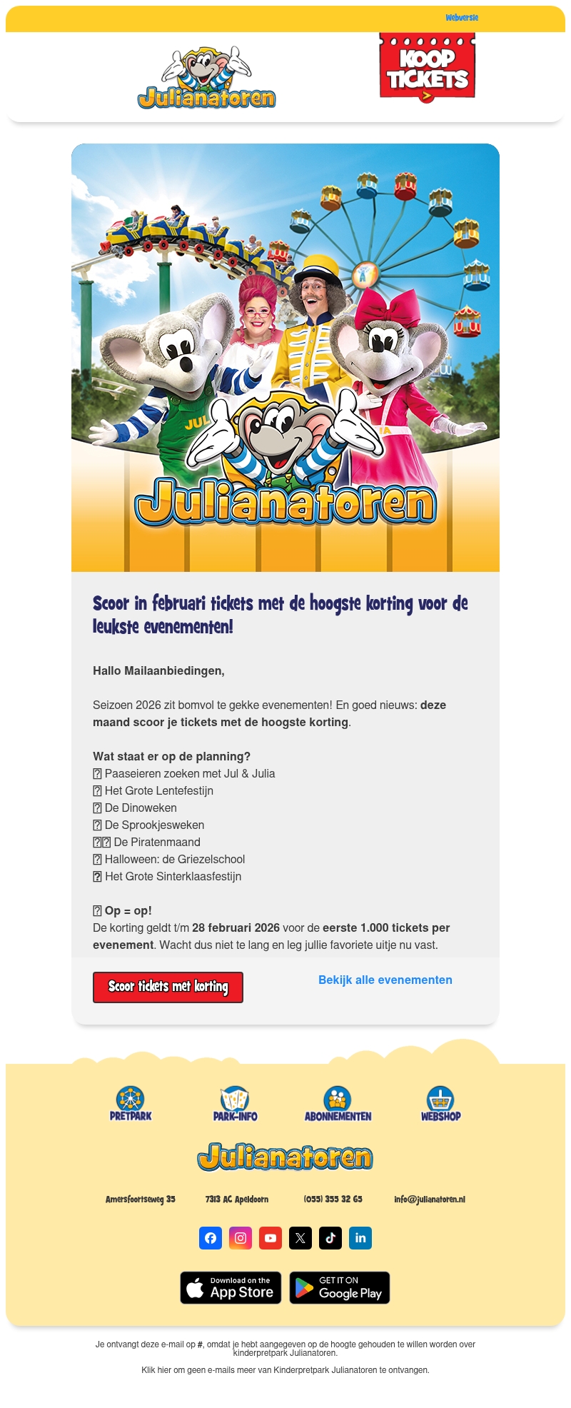 Hoogste korting op evenementen 2026! Op = op! Hoogste korting op evenementen 2026! Op = op!