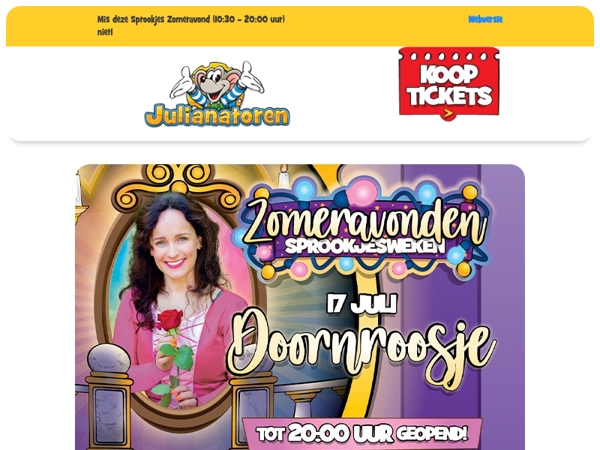 17 juli 🌹 Doornroosje te zien in het Jul & Julia Theater!