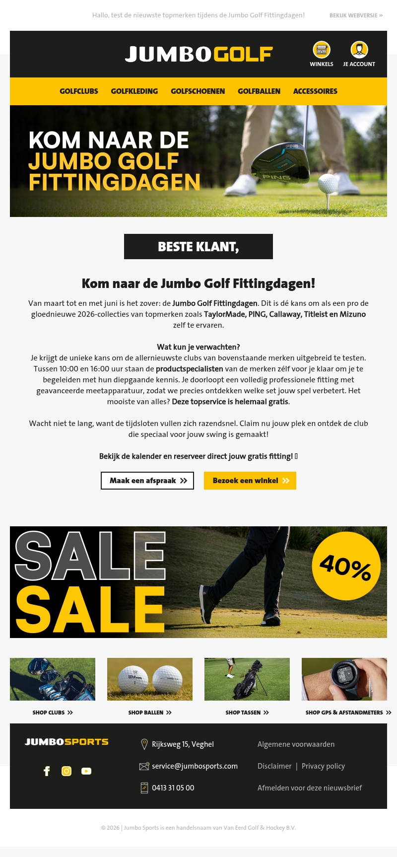 Kom naar de Jumbo Golf Fittingdagen Kom naar de Jumbo Golf Fittingdagen