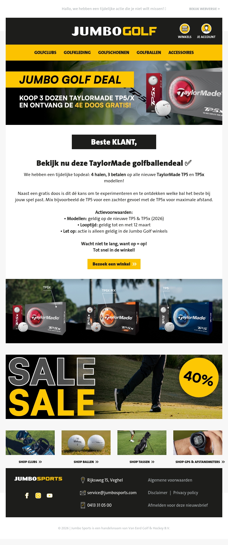 Bekijk nu deze TaylorMade golfballendeal ✅ Bekijk nu deze TaylorMade golfballendeal ✅