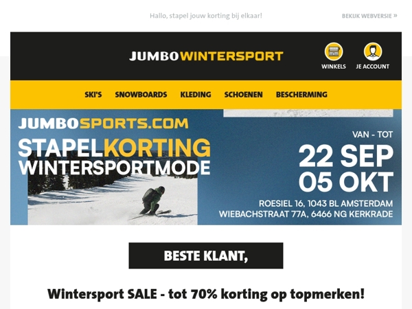 Wintersport SALE- tot 70% korting op topmerken!