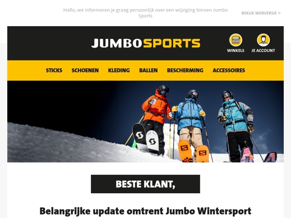 Belangrijke update omtrent Jumbo Wintersport