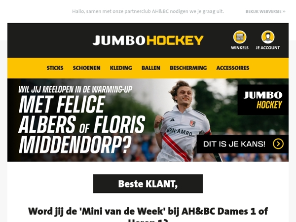Word jij de 'Mini van de Week' bij AH&BC Dames 1 of Heren 1?