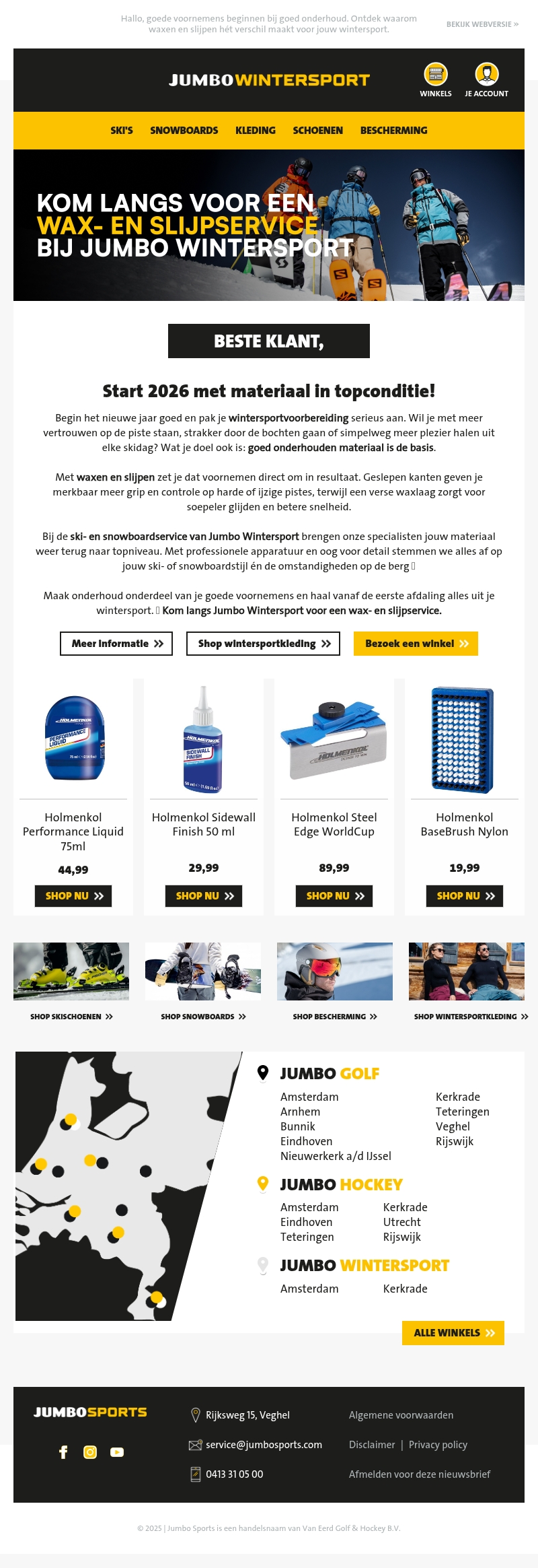 Start 2026 met materiaal in topconditie! Start 2026 met materiaal in topconditie!