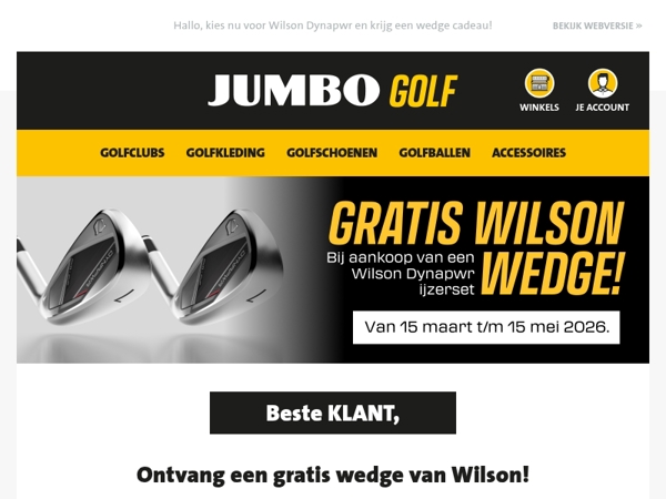 Ontvang een gratis wedge van Wilson!