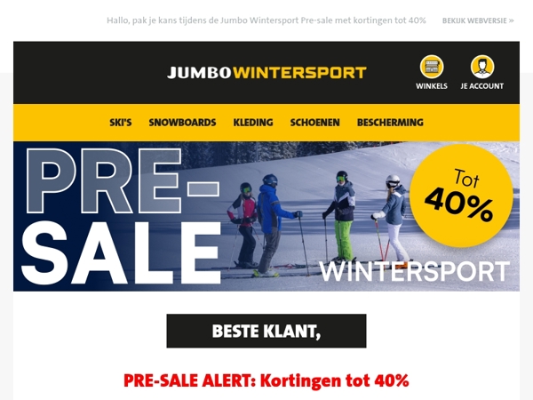 WINTERSPORT PRE-SALE ALERT: kortingen tot 40%