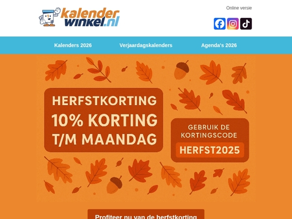 🍂 Exclusief: Herfstkorting van 10% t/m maandag!
