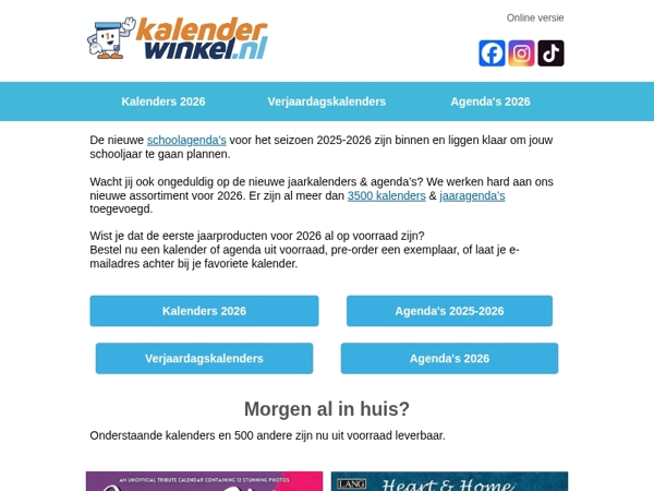 Ontdek onze kalenders voor 2026 - Nu al keuze uit meer dan 3500 agenda's & kalenders