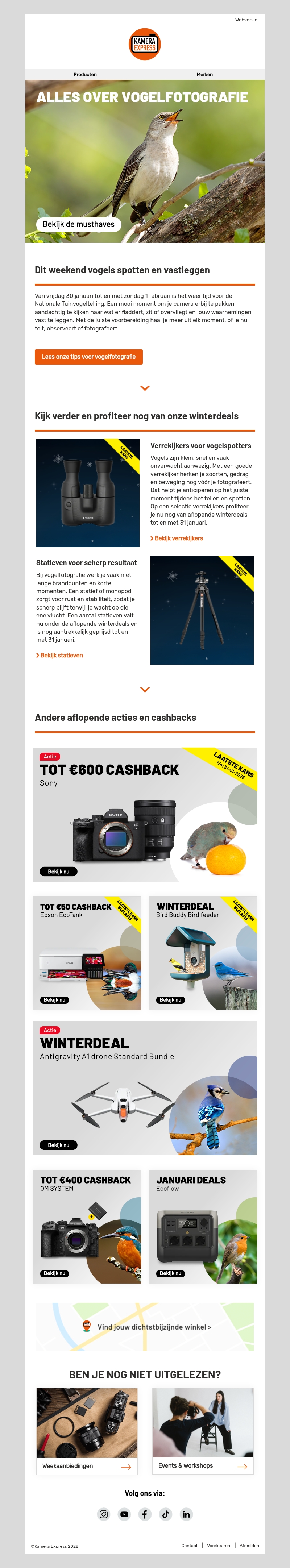 Dit weekend vogels spotten én profiteren van winterdeals Dit weekend vogels spotten én profiteren van winterdeals