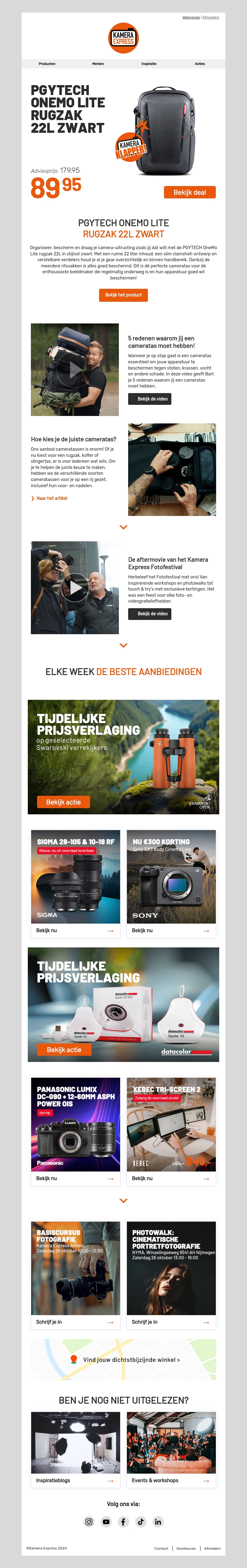 Kamera Klapper: de PGYTECH OneMo Lite rugzak is flink afgeprijsd! Kamera Klapper: de PGYTECH OneMo Lite rugzak is flink afgeprijsd!