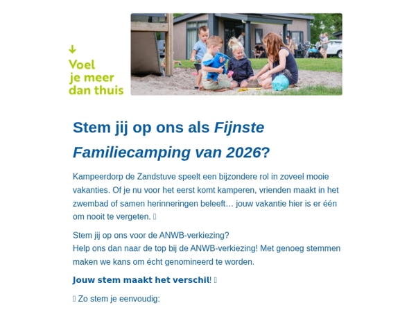 Met jouw stem maken we kans op de titel Fijnste Familiecamping 2026!🏕️