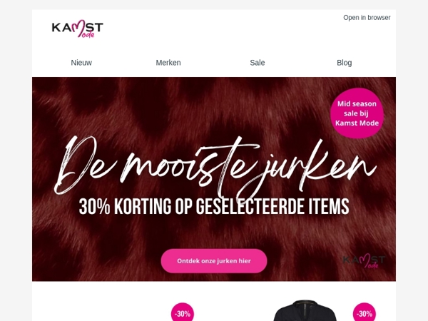 Geselecteerde jurken met 30% korting!