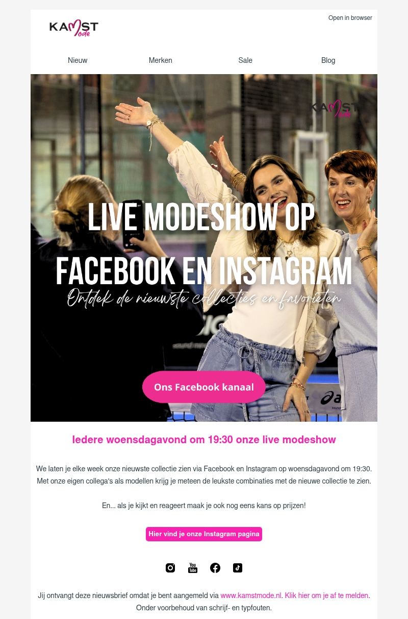 Live modeshow: nieuwe collectie én kans op prijzen Live modeshow: nieuwe collectie én kans op prijzen